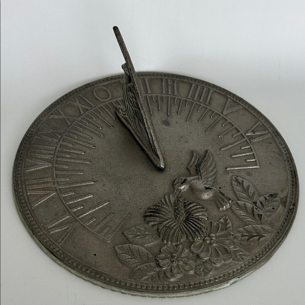 Vintage Brassbell Ind Co Ltd Hummingbird Hibiscus Garden Sundial